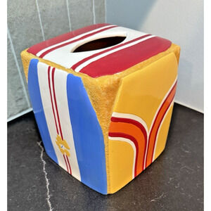 SURFBOARD Tissue Box Cover Beach Surfing Vacation Hawaii Yellow Hibiscus Ocean